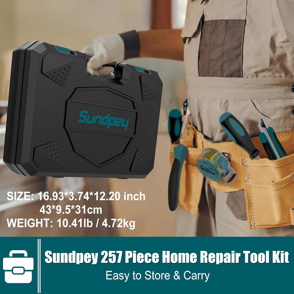 Home Tool Kit 257-PCs - Household Basic Repair Tool Set for Men Women - General Hand Mechanic's Tool Set &