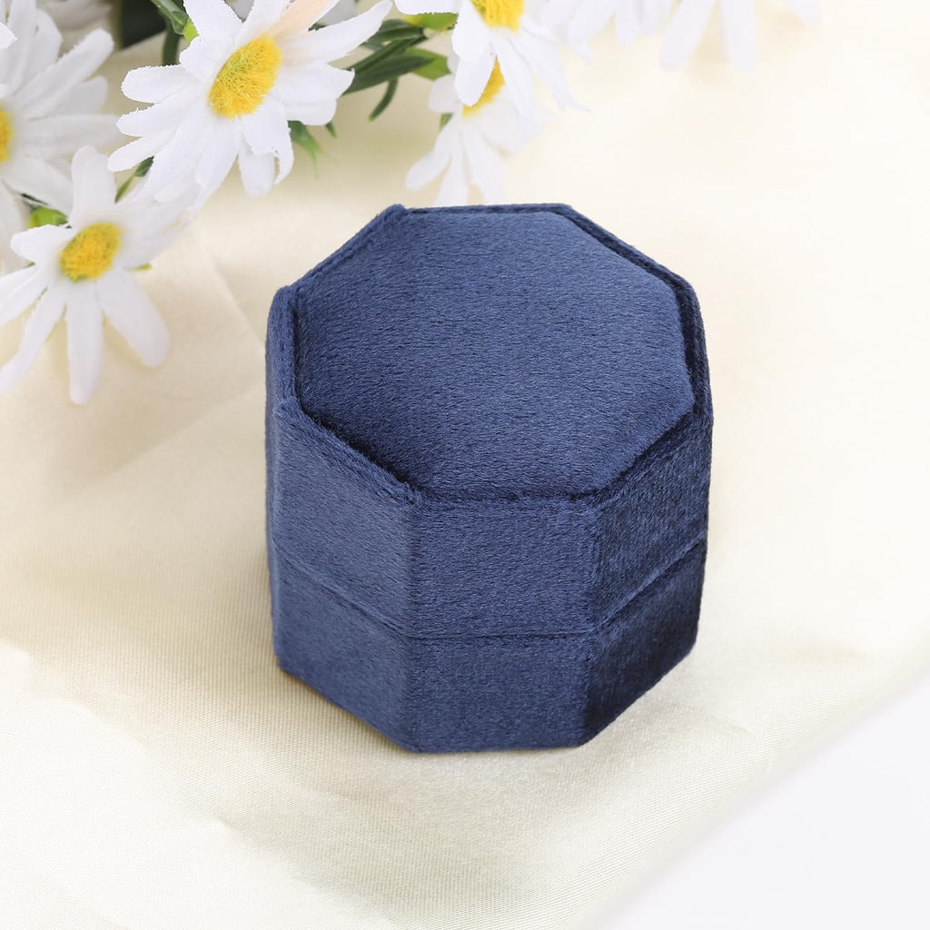 Velvet Ring Box, 3 Slots Jewelry Ring Gift Box Vintage Ring Holder