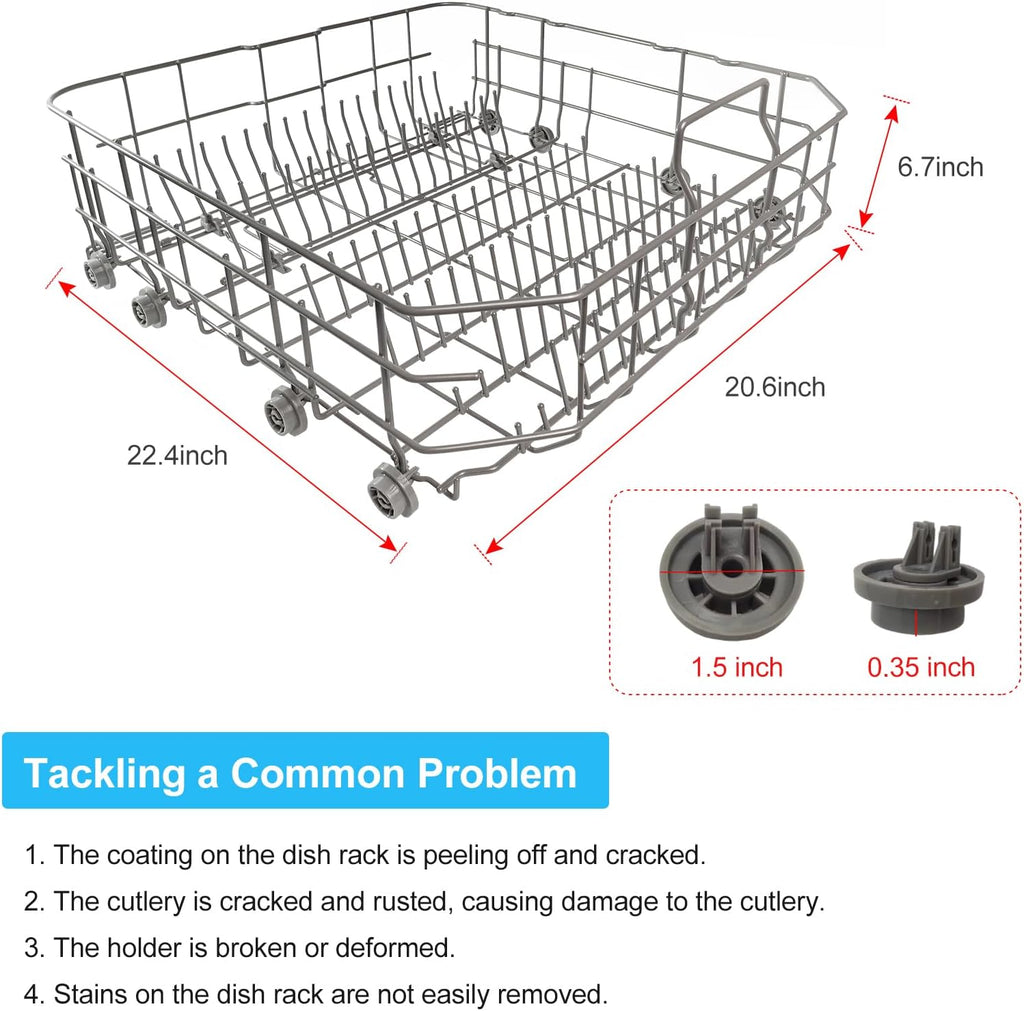 Upgraded Samsung Dishwasher DD82-01073A Lower Rack Assembly Replacement for Samsung Dishwasher Dishrack Modle DW80R5061/DW80R5060/DW80K7050UG /DW80K5050US Series