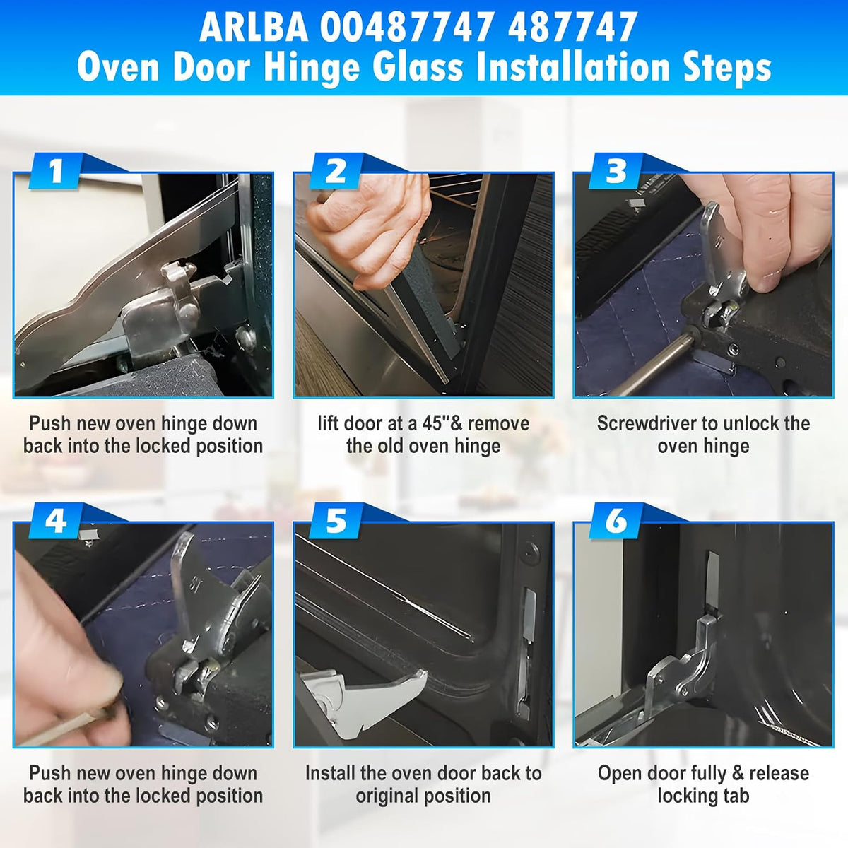 2 Pack Compatible with Thermador 00487747 487747 Oven Door Hinge Kit