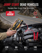 GP4000 Jump Starter - 4000A 12V Car Battery Jumper Starter Portable
