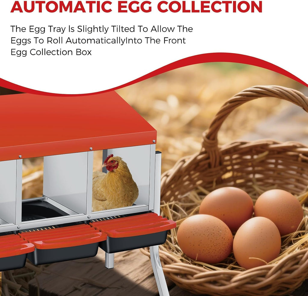4 Compartments Chicken Nesting Box, 41"×13"×27" Large Laying Boxes for Hens