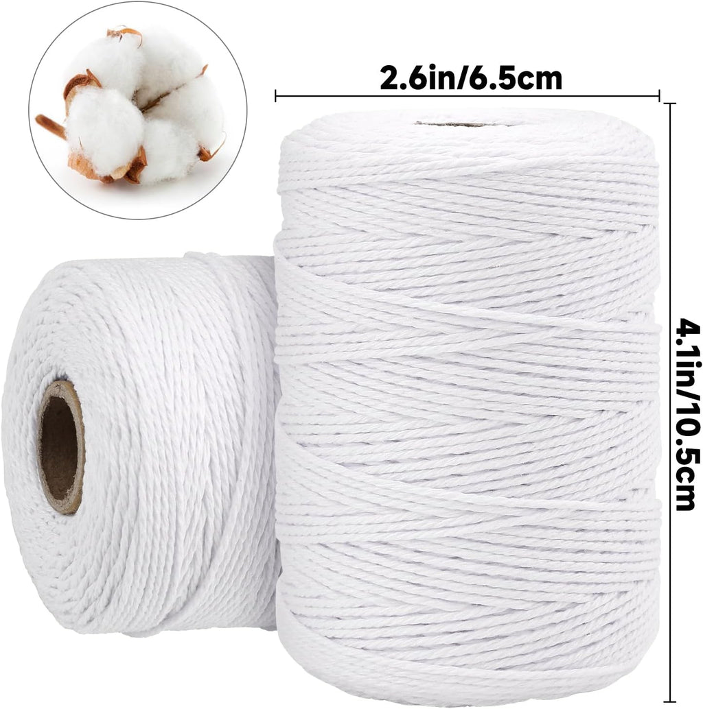 White Cotton Twine String - 1312 Feet 2mm Long Butchers Twine