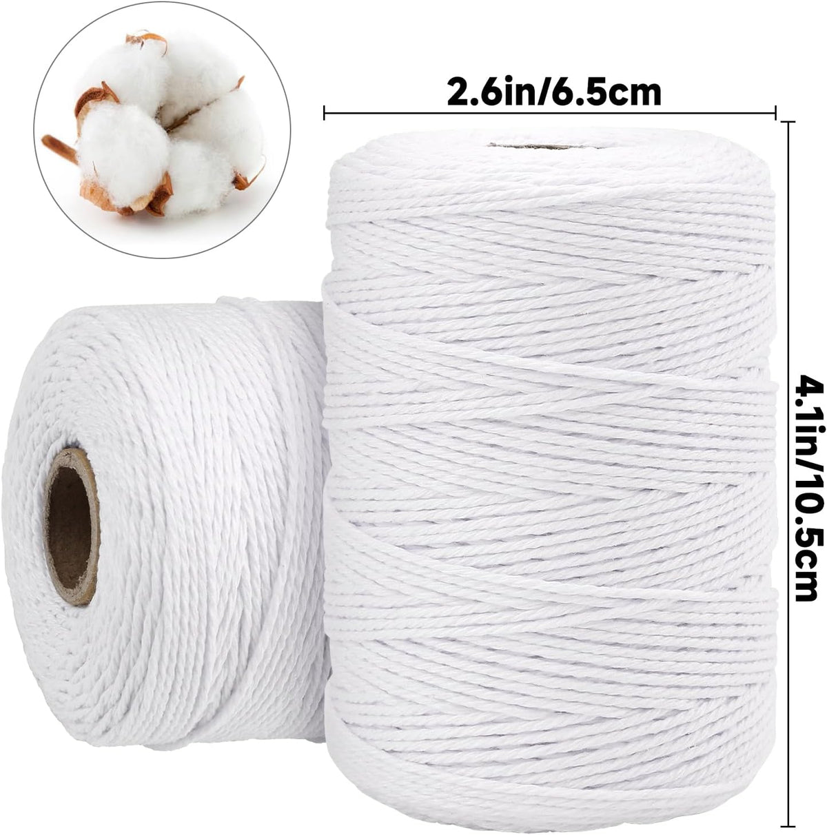 White Cotton Twine String - 1312 Feet 2mm Long Butchers Twine
