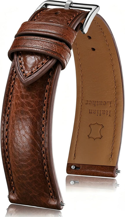 Italian leather Watch Band Tuscany Natural Vegetable-Tanned Full Grain Genuine Leather,18mm 19mm 20mm 21mm 22mm Quick