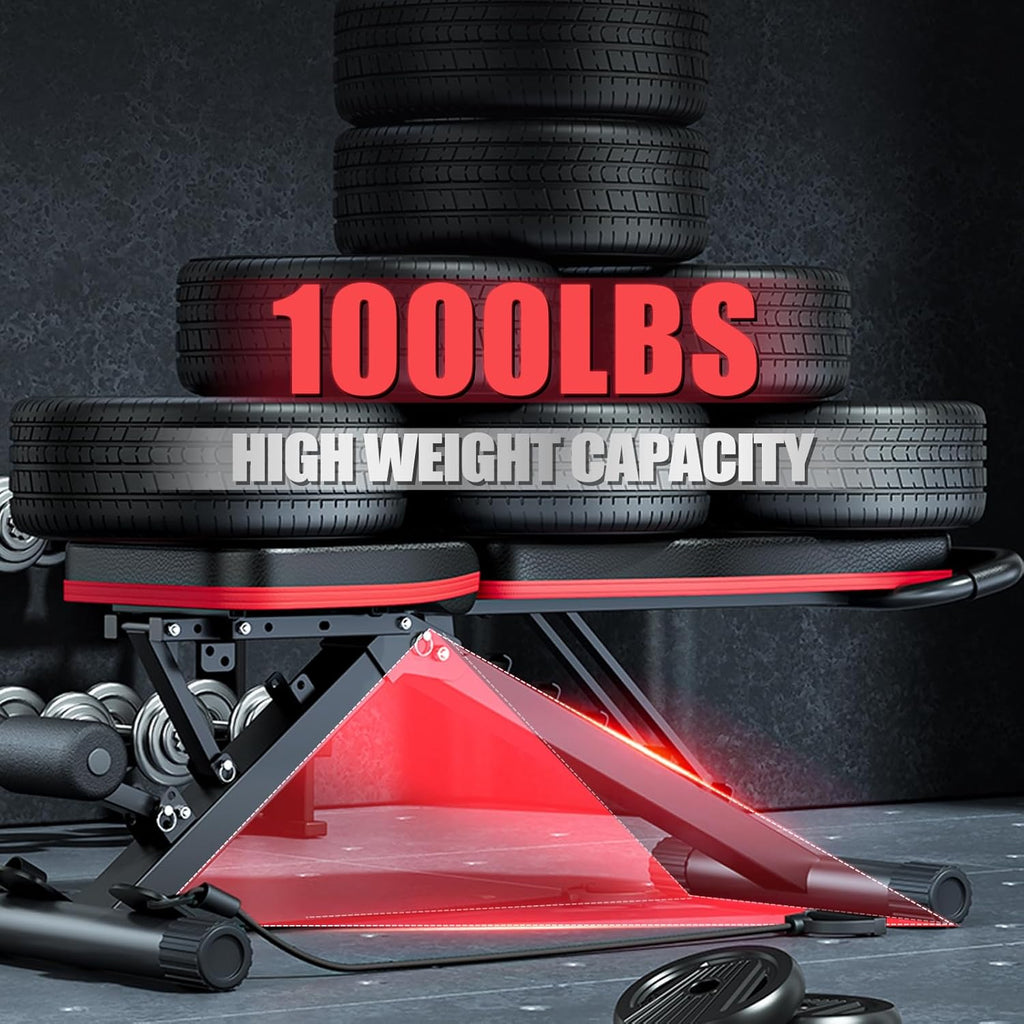 2026 Adjustable Weight Bench - 1000LBS Foldable Workout Bench for Home Gym | Leg Extension, Foldable Incline Decline