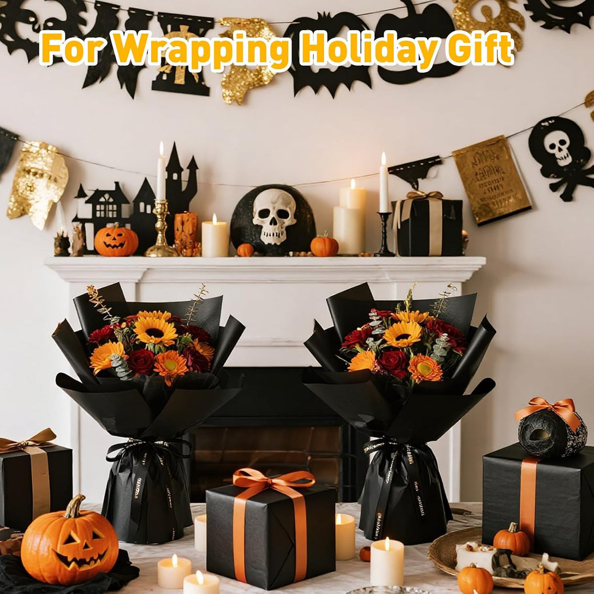 200 PCS Black Tissue Paper Bulk,14"X20" Tissue Paper for Gift Bags