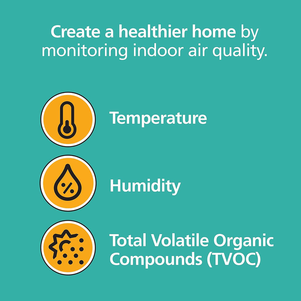 Smart Smoke Detector & Indoor Air Quality Monitor, WiFi, Alexa Compatible Device, Hardwired w/Battery Backup, Voice &