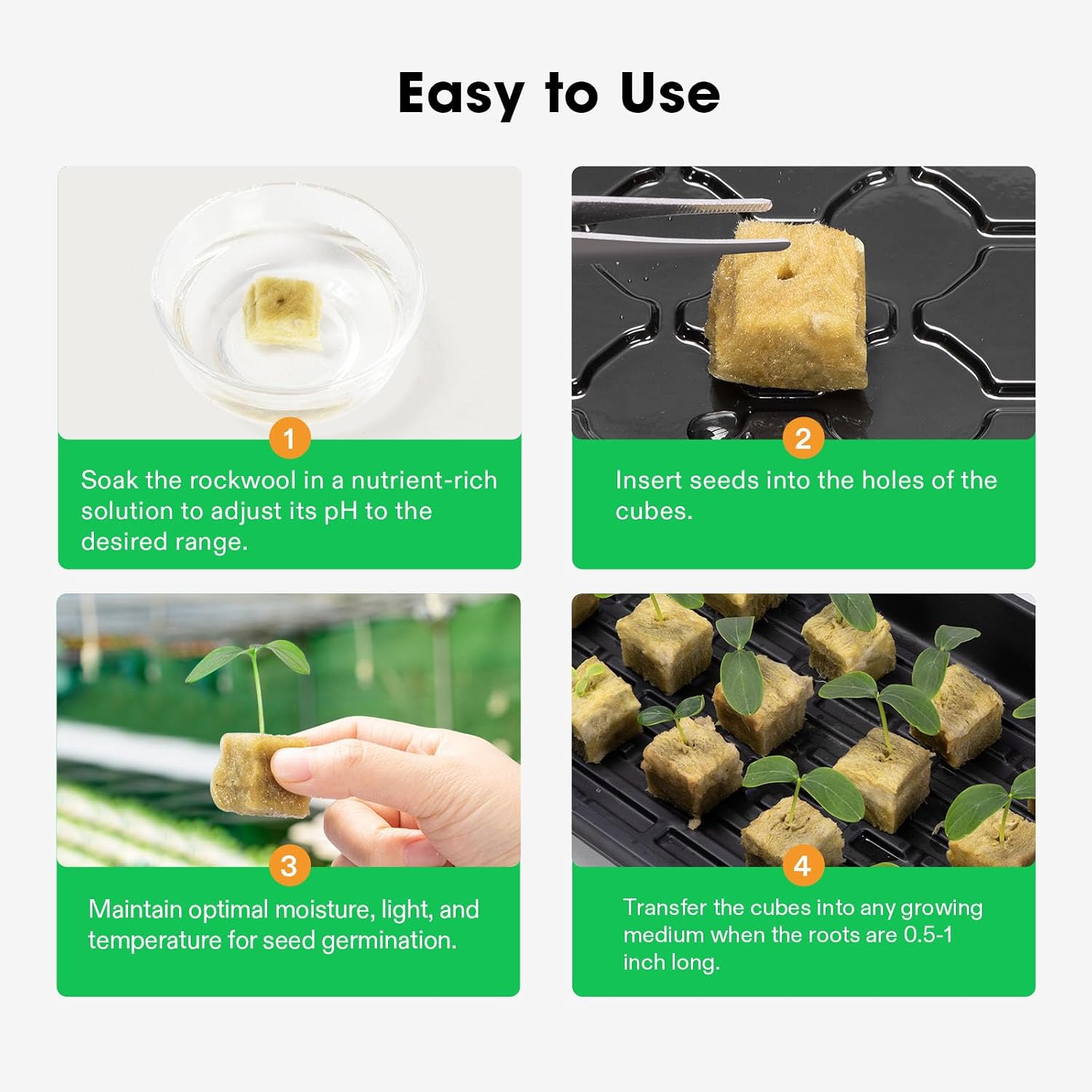 1" Rockwool Cubes, 100 Plugs Grow Cubes