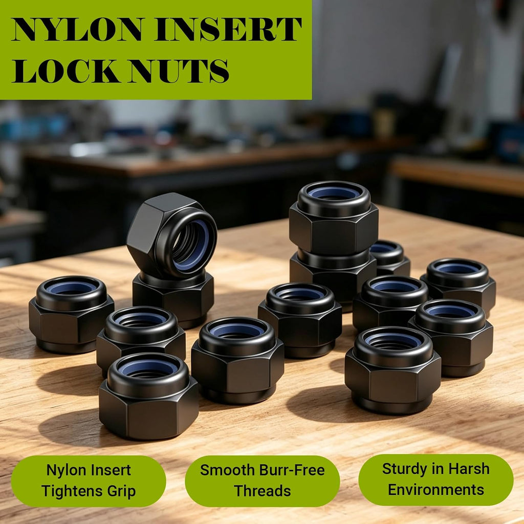 50Pcs M8-1.25 Lock Nuts, M8x1.25 Nylon Insert Locknuts, 304 Stainless Steel