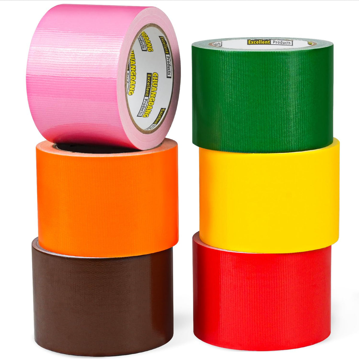 6-Pack Colored Duct Tape,3Inch x 20Yards,Rainbow Duct Tape,Colored Tape