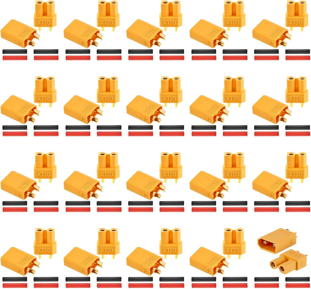 Frienda 30 Pairs XT30 Connectors Male Female, Gold Plated RC Lipo Battery