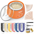 Waxing Kit for Women Men, Wax Pot Warmer Hair Removal Kit | 6 Hard Wax Beans, Full Body, Legs, Face, Eyebrows