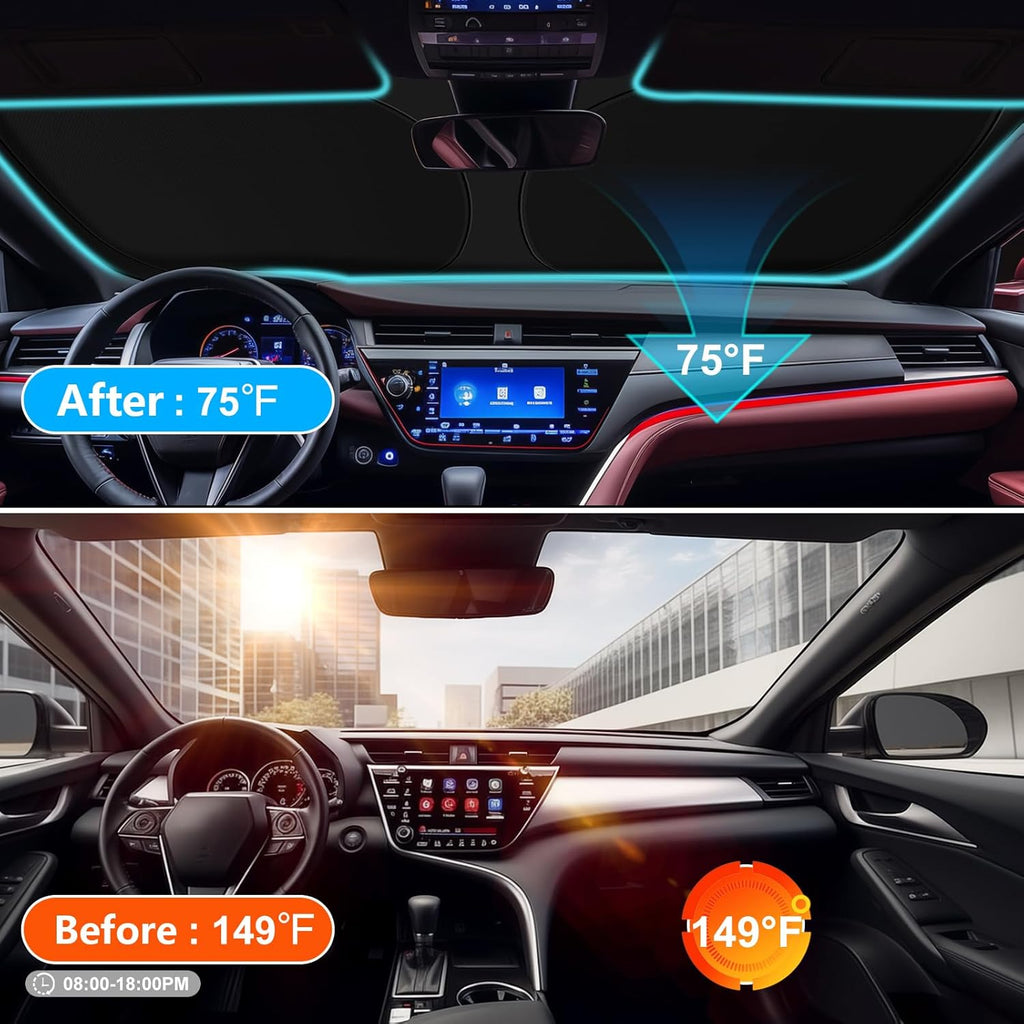 Car Sun Shade for 2018-2024 2025 2026 Toyota Camry Windshield Sun Shade, Sun Visor Windshield Screen Cover for Camry
