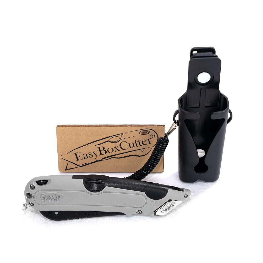 Modern Box Cutter, auto Retract, Blade Vanishing Technology, Extra Tape Cutter at Back, Dual Side Edge Guide, 3 Blade