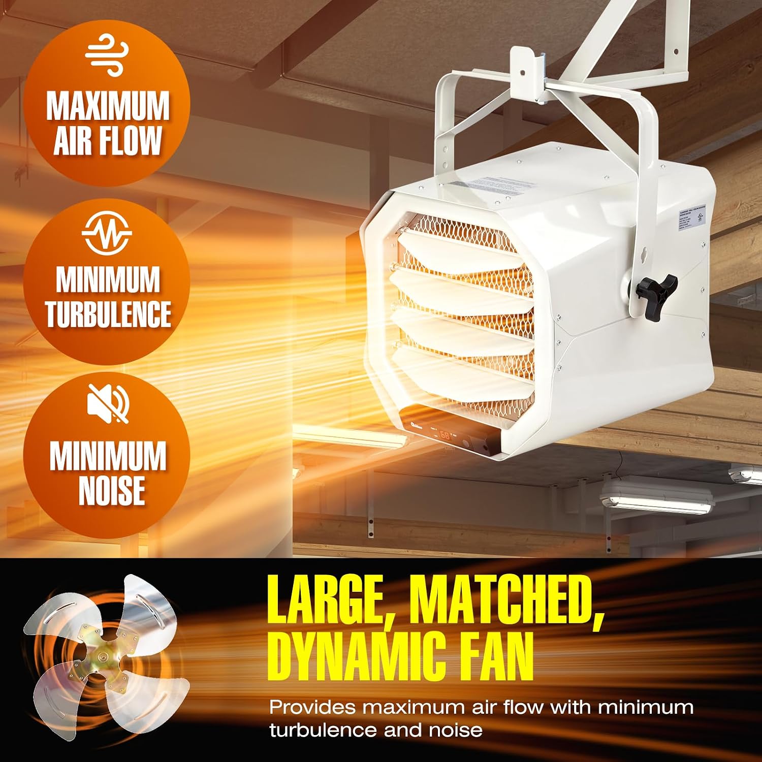 DR-910F 10,000-Watt 240V Heavy-Duty Hardwired Shop Garage Heater Wall/Ceiling Mounted with Remote Controlled Thermostat