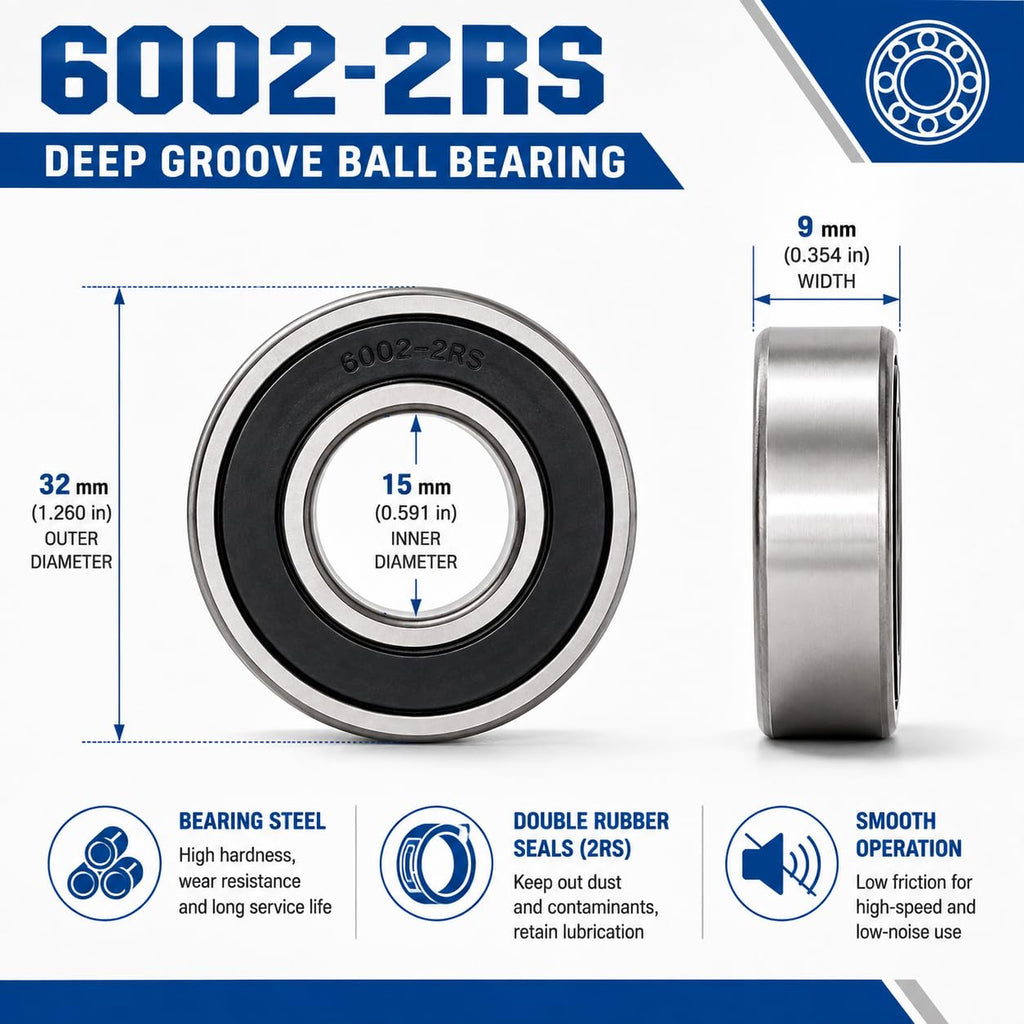 LILY 6002-2RS Ball Bearings 15x32x9mm, 10 Pack
