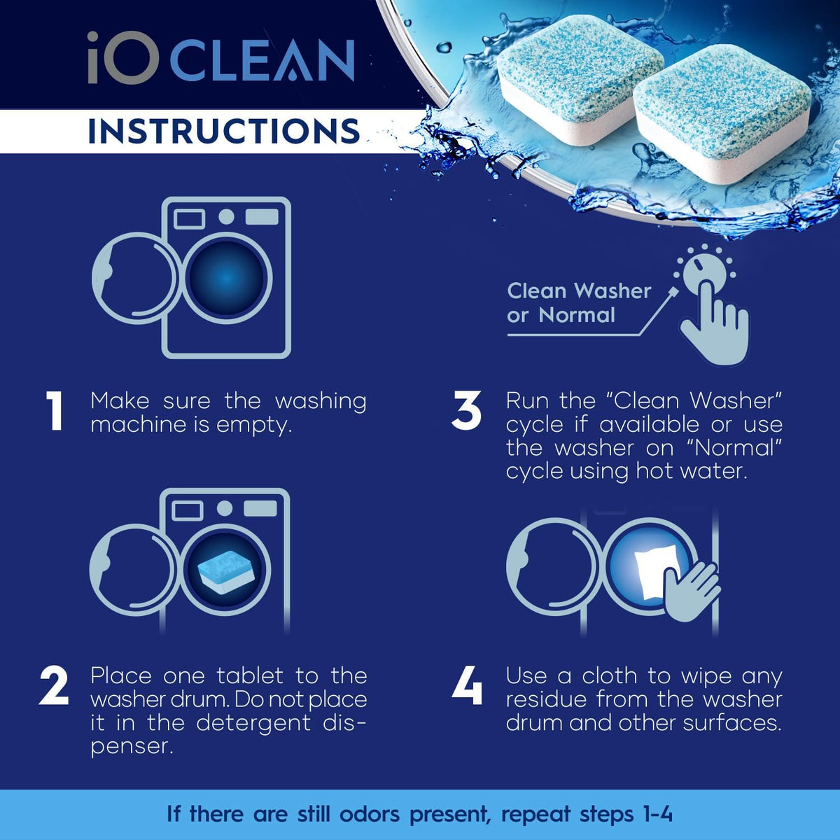 Washing Machine Cleaner Descaler Tablets, 24 Count |1 Year Supply