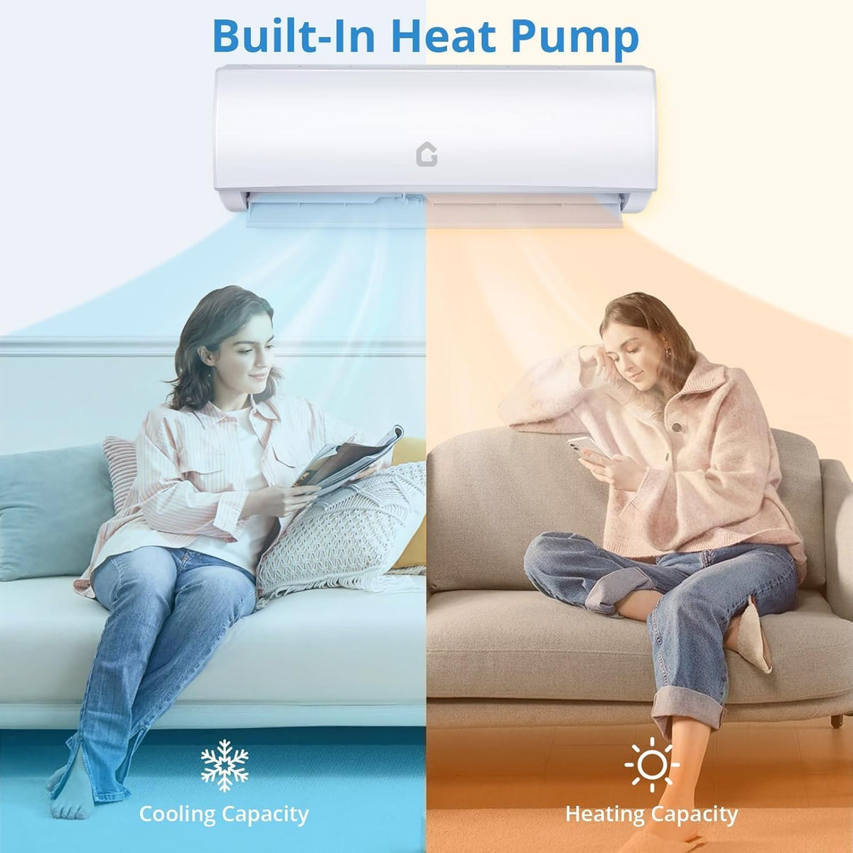 9000 BTU Mini Split AC/Heating System, 20 SEER2 230V WIFI Enabled Energy Efficient Mini Split Air