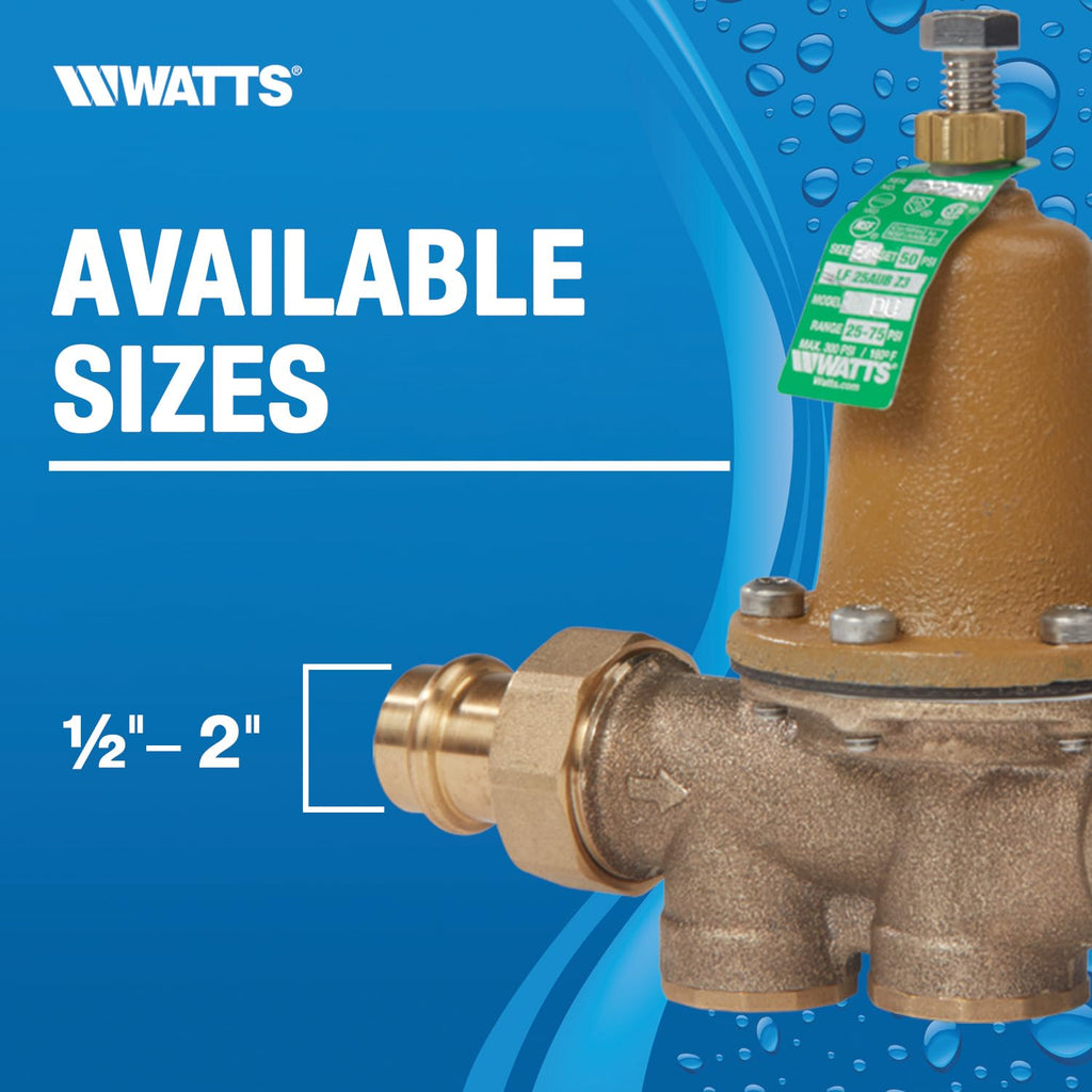 Watts 0009337 Lead-Free Water Pressure Reducing Valve 1 In Double Union