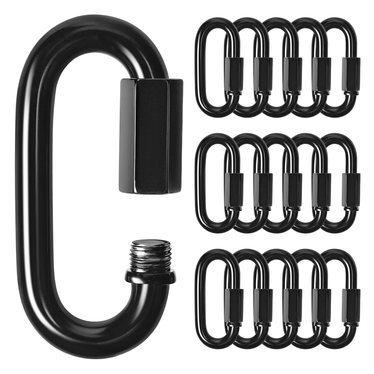 Kinlink M4 5/32 Quick Link Black Chain Connector Screw Carabiner 16 Pack