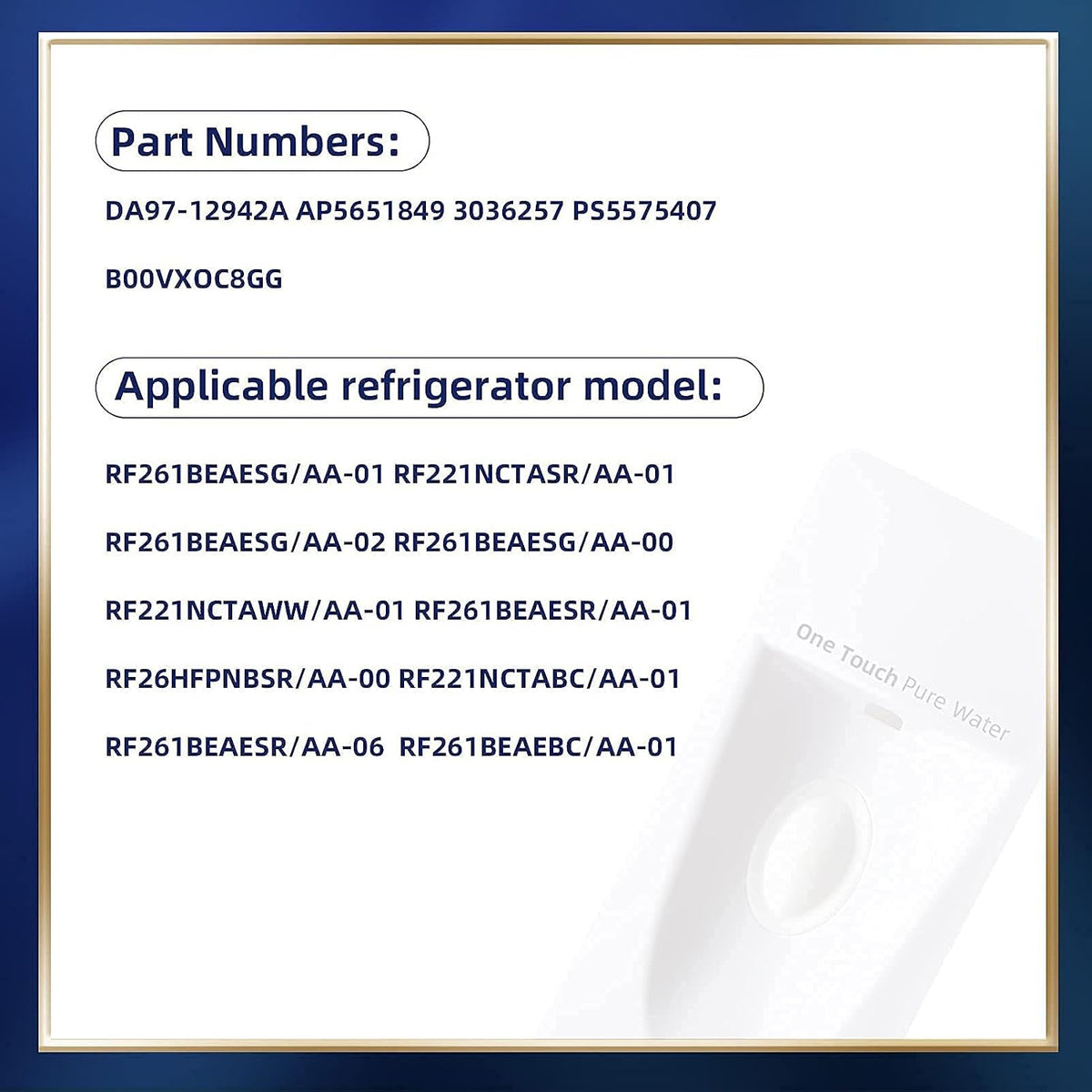 DA97-12942A (OEM) Refrigerator Water Dispenser Cover fit for Samsung