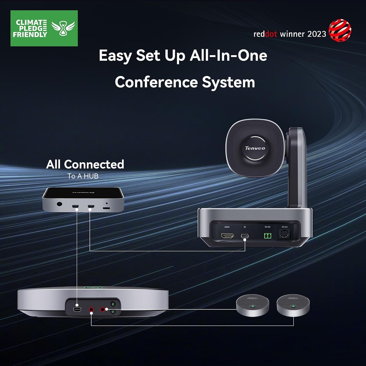 4K PTZ Conference Room Camera System, AI Auto-Tracking 12X Optical Zoom USB3.0 HDMI PTZ Camera and Bluetooth