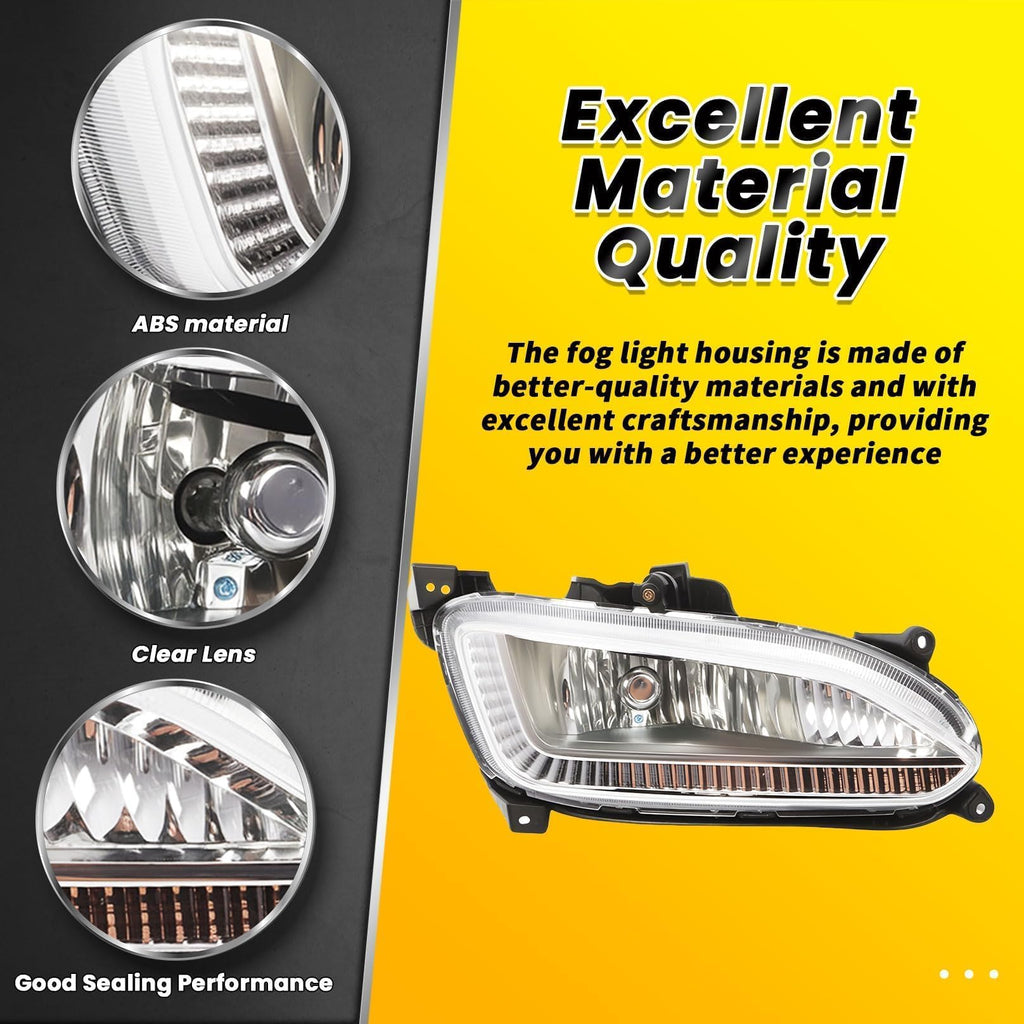 Fog Light Assembly Compatible with Santa Fe Sport 2013 2014 2015
