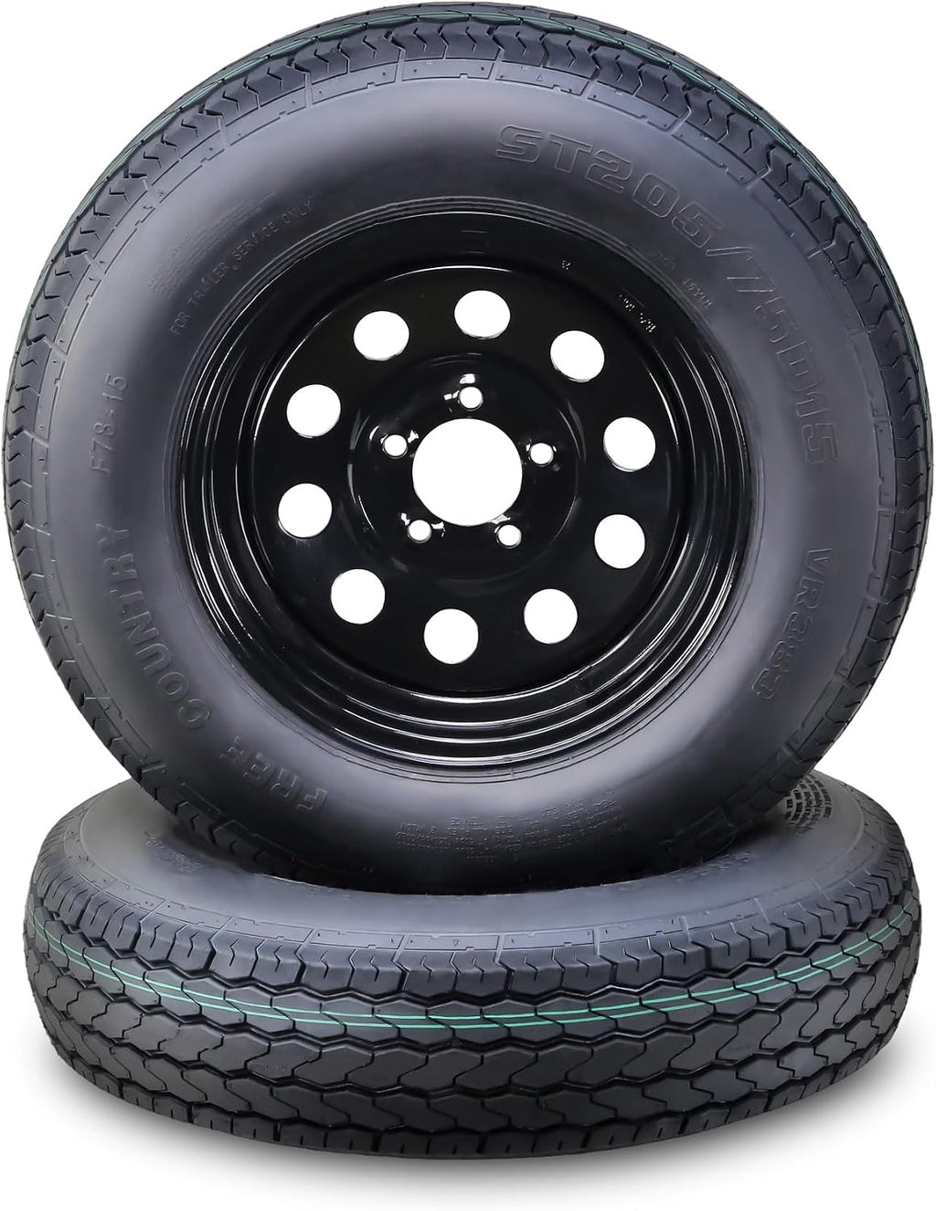 Trailer Tire Wheel ST205/75D15 6PR 101L 5X5 Black Mod Rim Pk2