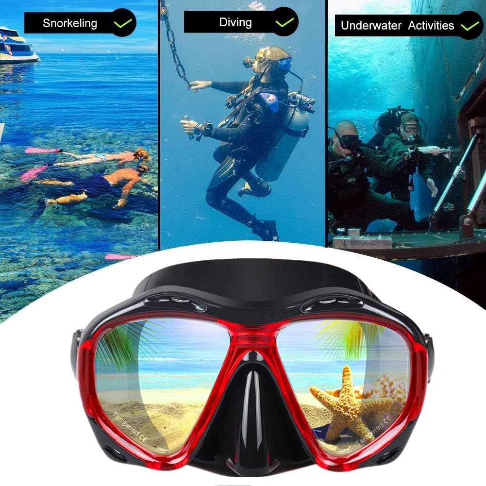 Snorkel Diving Mask Panoramic HD Swim Mask, Anti-Fog Scuba Diving Goggles,Tempered Glass Dive Mask Adult Youth Swim