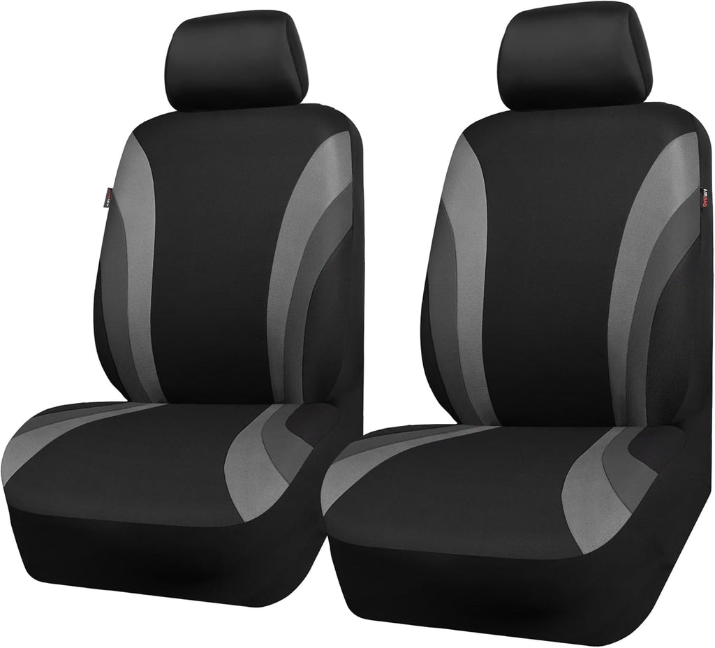 Line Rider Sporty Front Seat Covers,Gray Car Seat Covers Two Front Seats Only, Airbag Compatible,Universal Fit