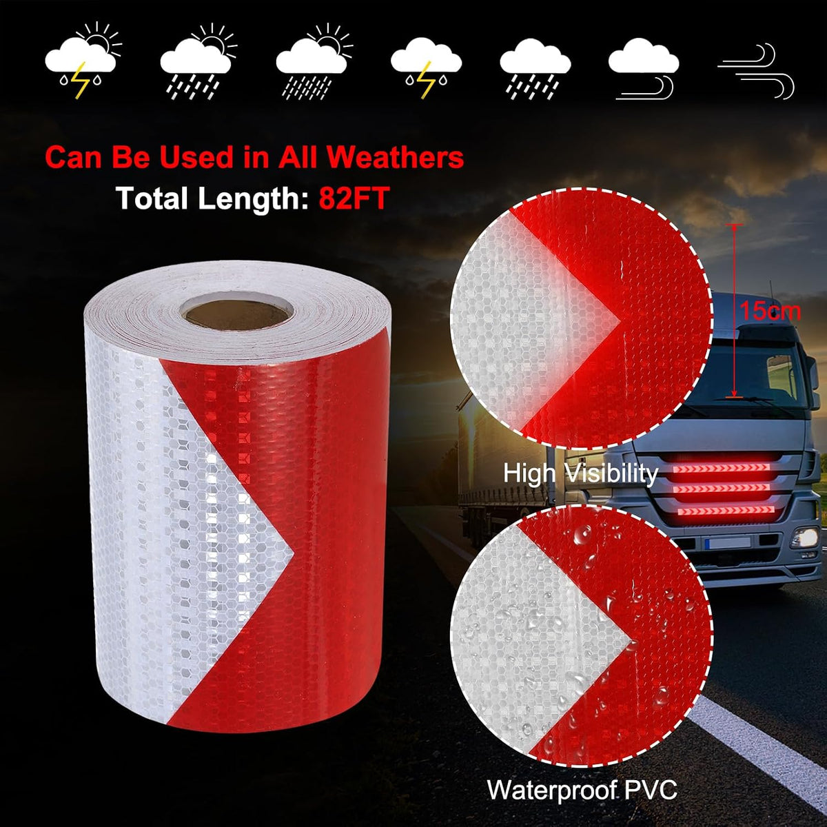 Reflective Tape 6 in x 82 ft Warning Safety Sticker