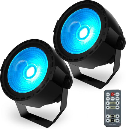 LED Par Stage Light 30W COB Wash Lights RGB 3in1-2 Pack | with Remote and DMX Control DJ Lights Sound Activated