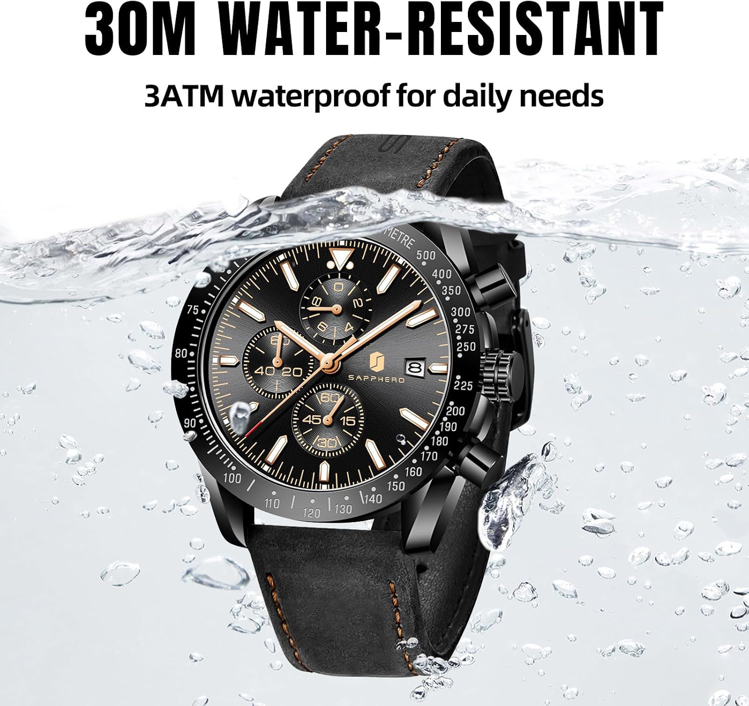 Mens Watches Quartz Analog Chronograph Waterproof Wrist Watches for Men Fashion Business Work Casual Sport Dress