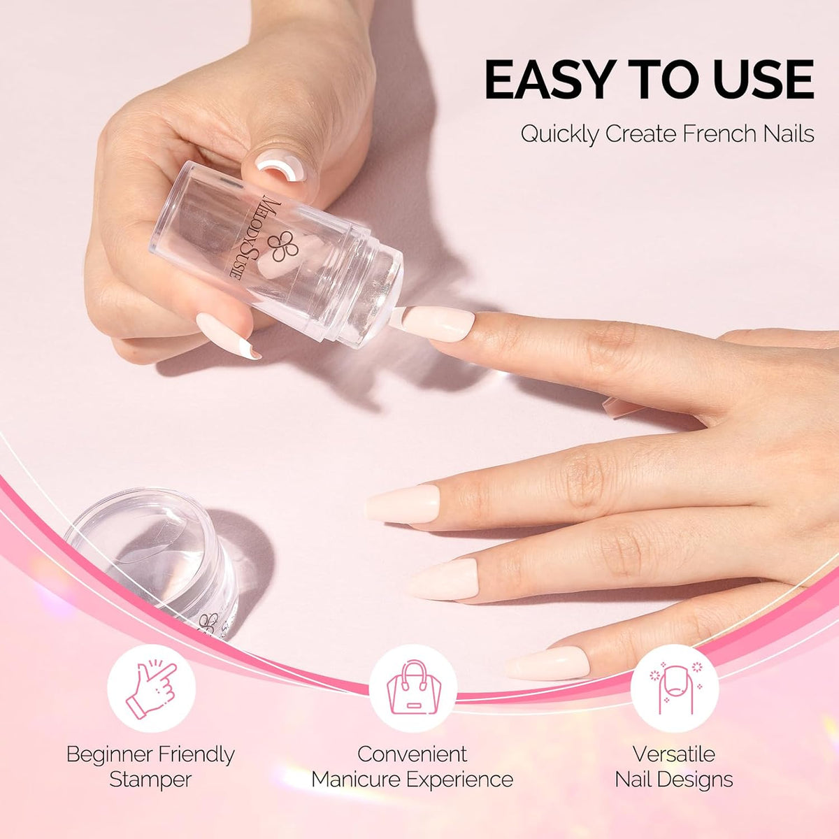 French Nail Stamper Kit, French Tip Tool, 4PCS, Clear