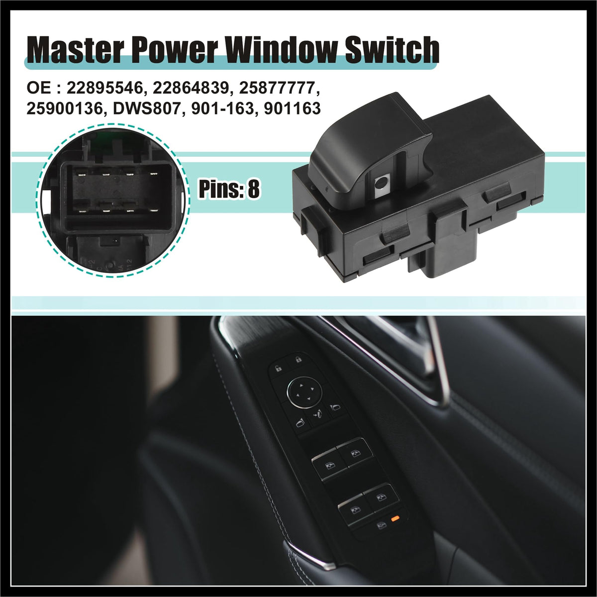 Hihaha Rear Side Master Power Window Switch Fit for Chevrolet Silverado 2500 - Pack of 1 Black Durable Material