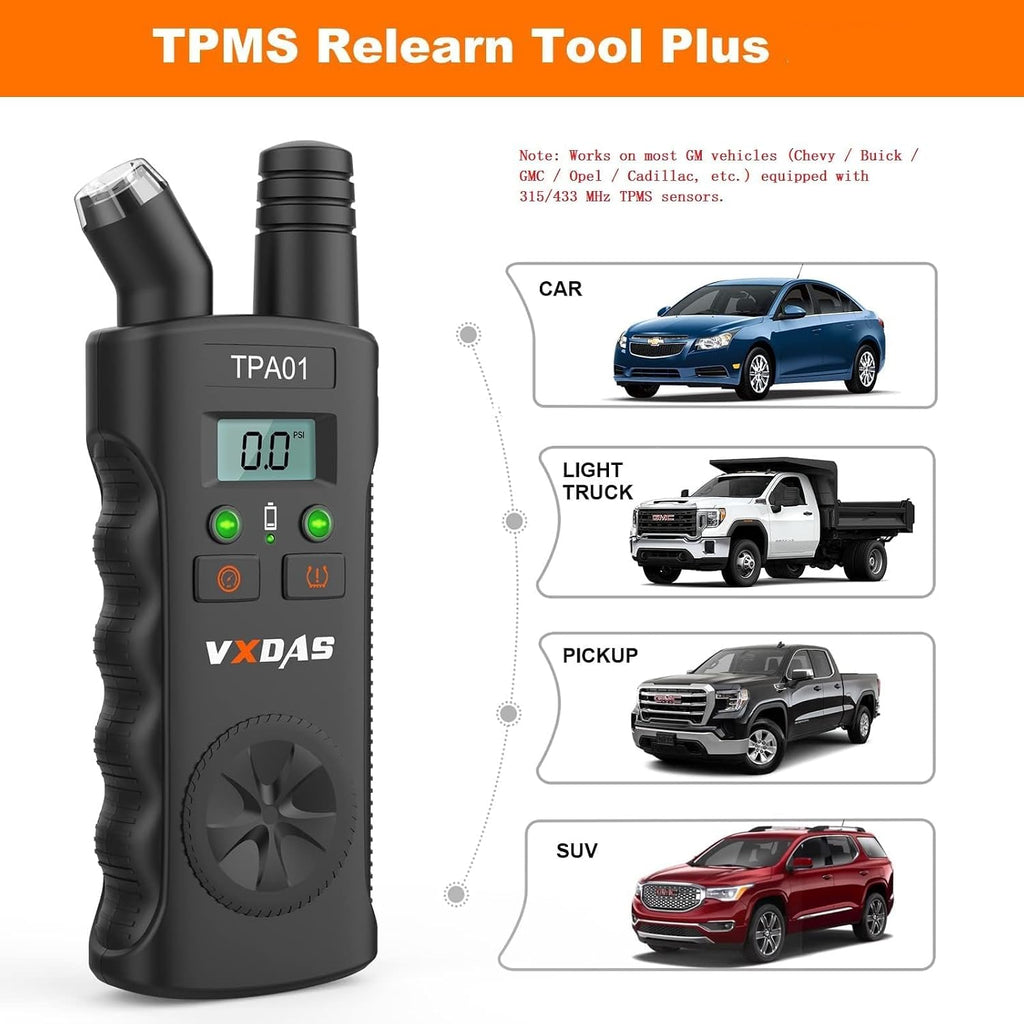TPA01 TPMS Relearn Tool for GM, 150PSI Digital Tire Pressure Gauge, 2 in 1 Tire Pressure Monitoring Sensor Activation