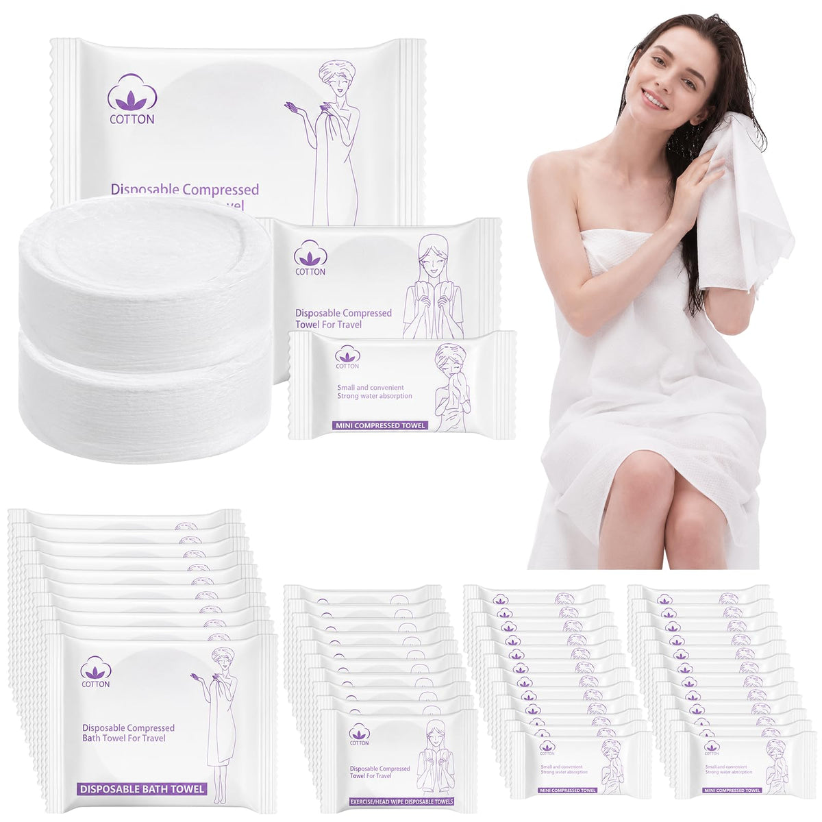 44 Pack Disposable Towel Set, Portable Thick Paper Towels