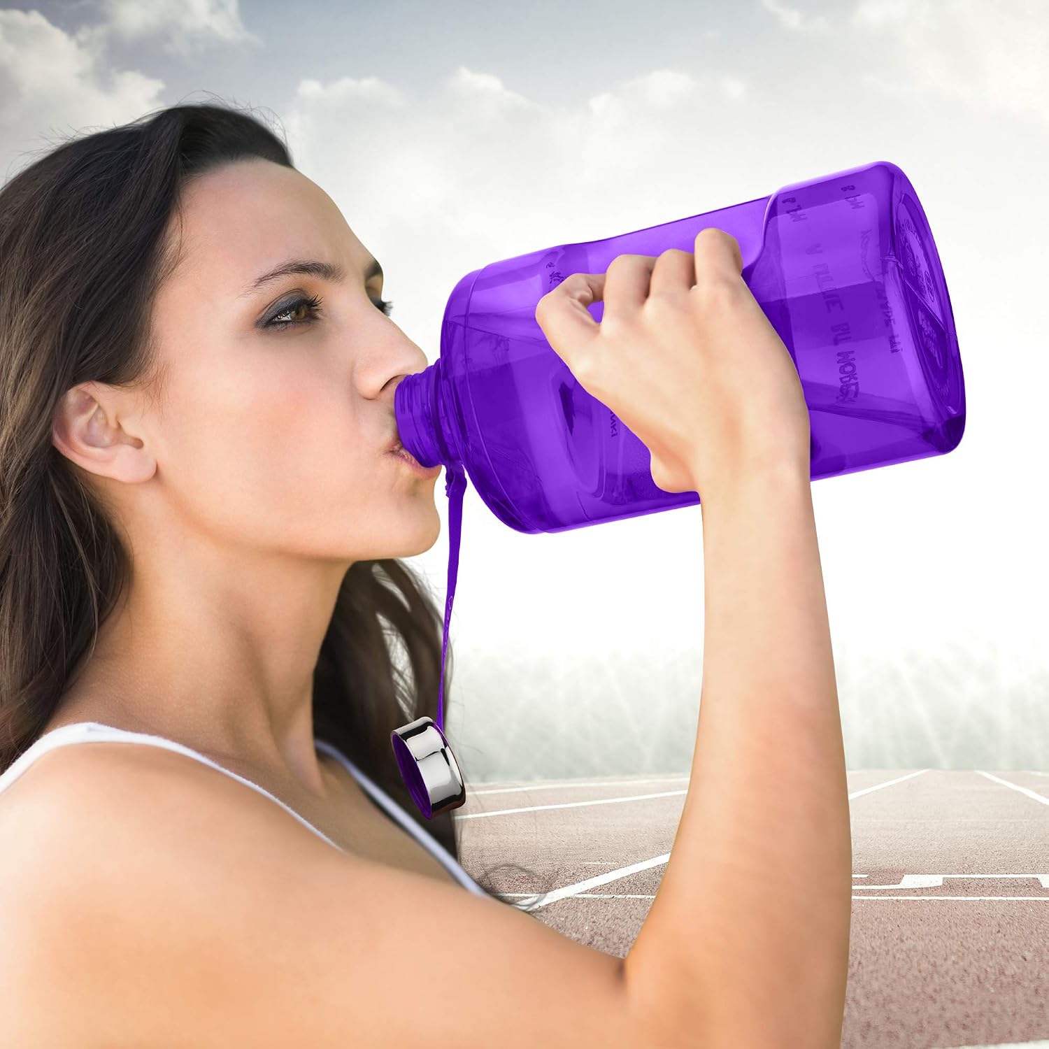 HydroMATE Large Gallon 128 oz Motivational Water Bottle with Handle and Time Marker Reusable BPA Free Jug Times