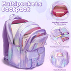 Kids Backpack for School Girls, Waterproof Backpack w/Lunch Box