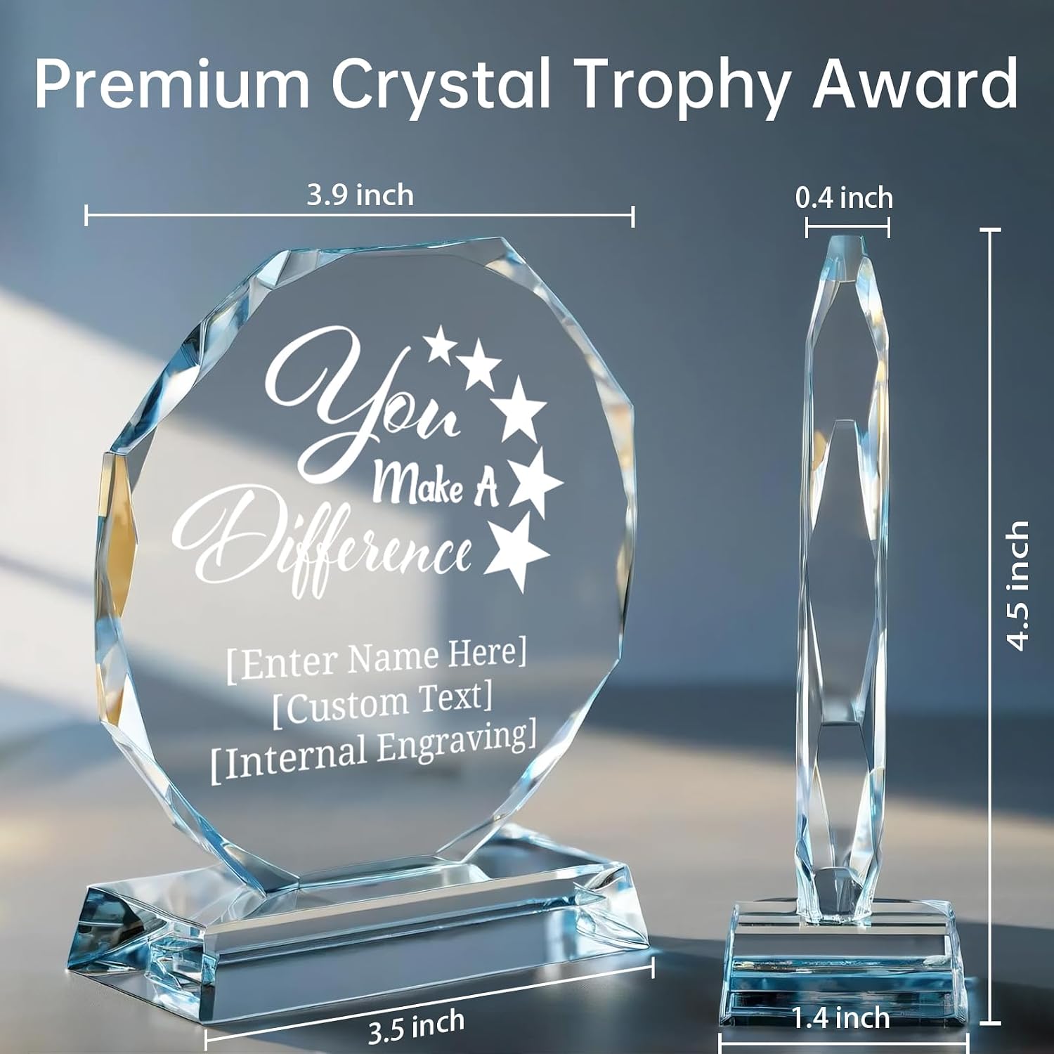 Custom Crystal Awards and Trophies – Personalized Engraved Glass Plaques for Employee Recognition, Appreciation