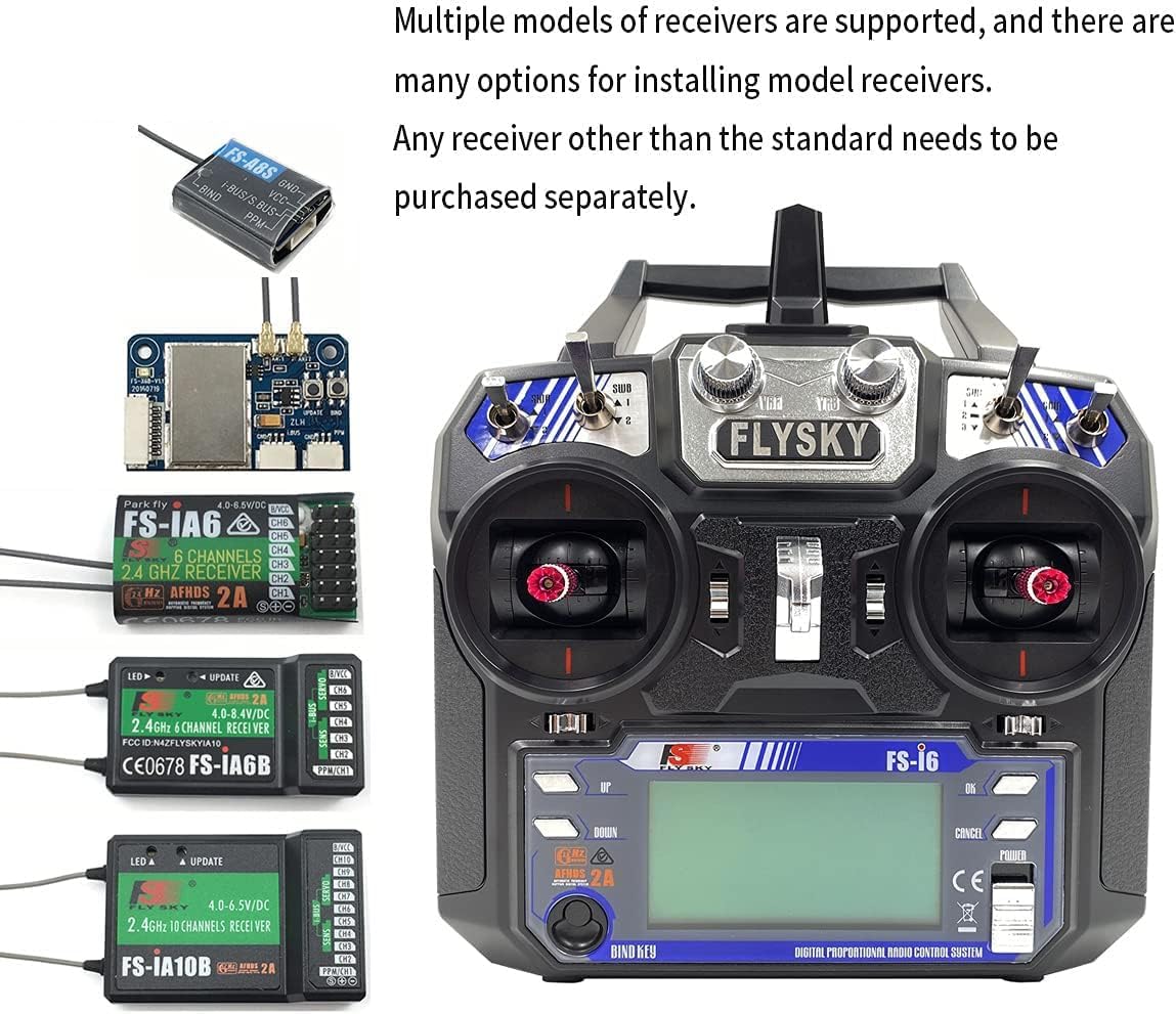 Flysky FS-i6 RC Transmitter and Receiver FS-iA6 6CH for RC Fixed Wing | 6 Channels 2.4GHz AFHDS2A Radio Control