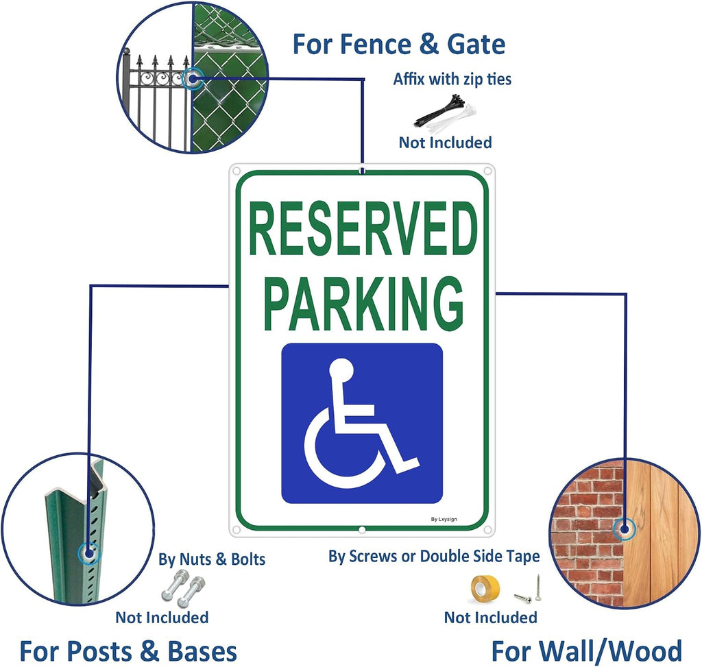 (2Pack) Reserved Parking Sign, Handicap Parking Sign, 14 x 10 x 0.04 in, Reflective Rust Free Aluminum, Weather