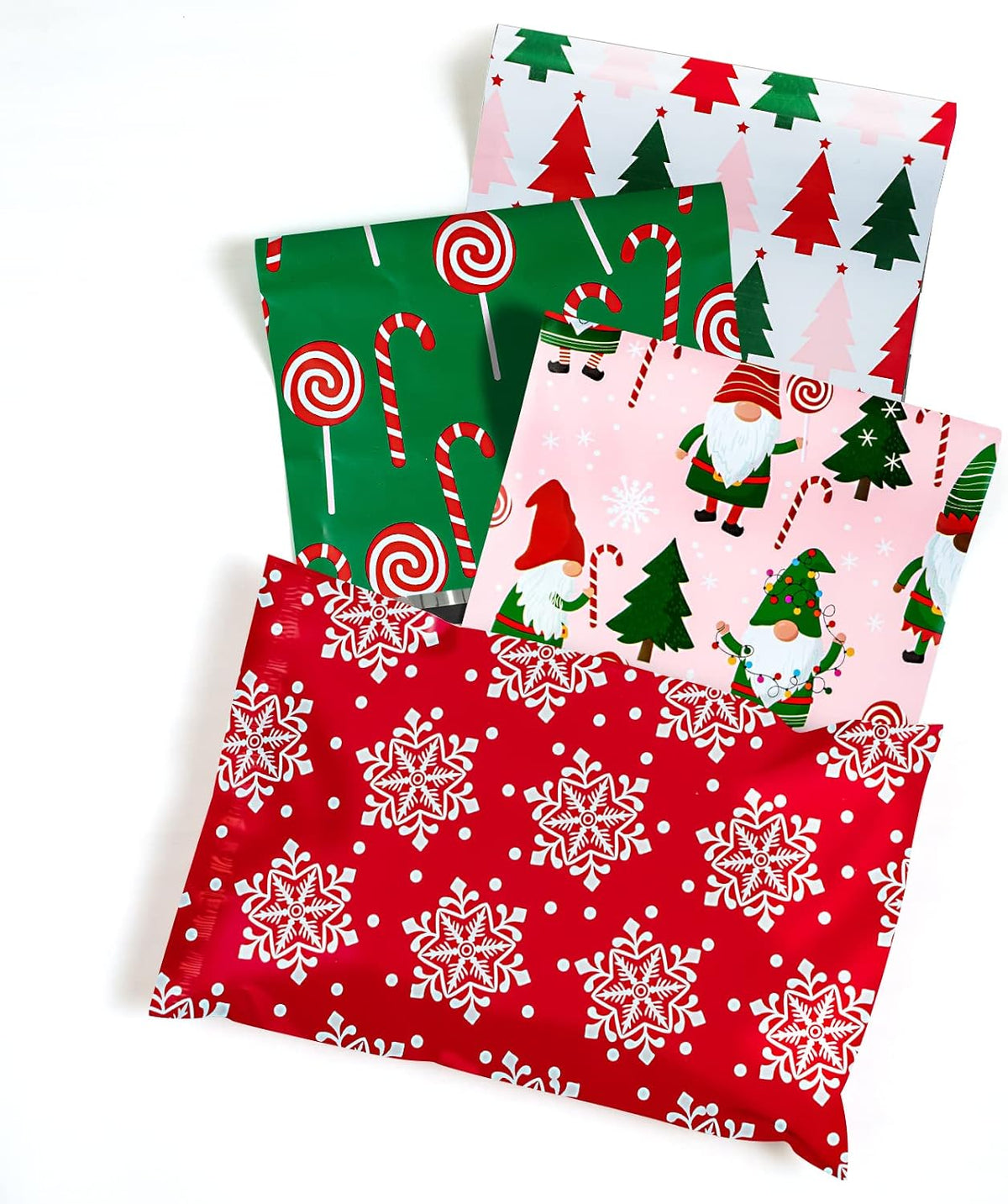 Christmas Poly Mailers Shipping Bags Pretty Thick Self Adhesive Mailing Envelopes, 6x9 inches, 100 Pack