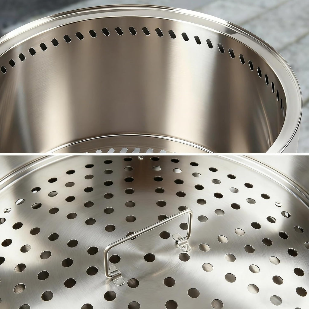 20 Inch Smokeless Fire Pit with Stand, Stainless Steel Wood Burning Stove, Outdoor Firepit with Removable Ash Pan for