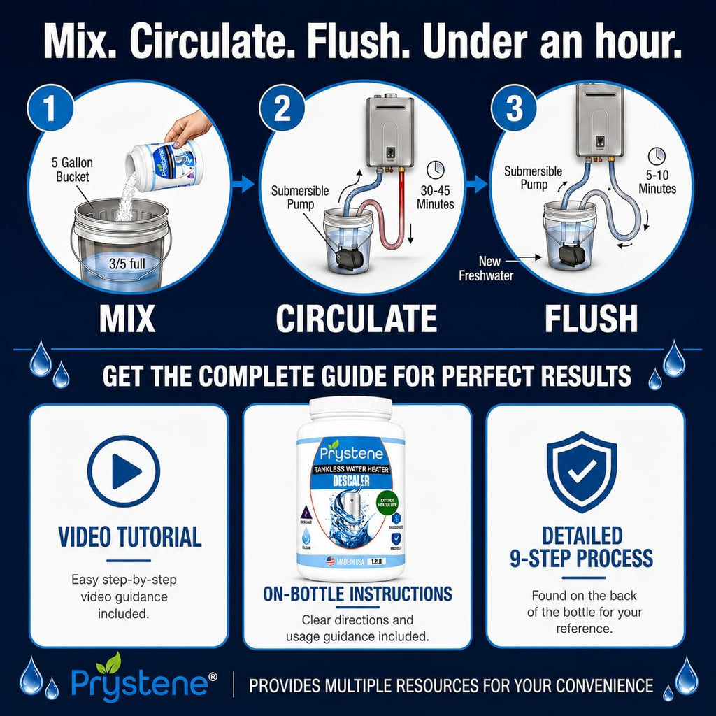 Tankless Water Heater Descaler - Professional Powder Cleaner (1.2 lbs) - Removes Limescale & Restores Efficiency
