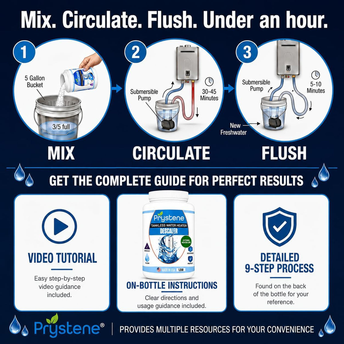 Tankless Water Heater Descaler - Professional Powder Cleaner (1.2 lbs) - Removes Limescale & Restores Efficiency