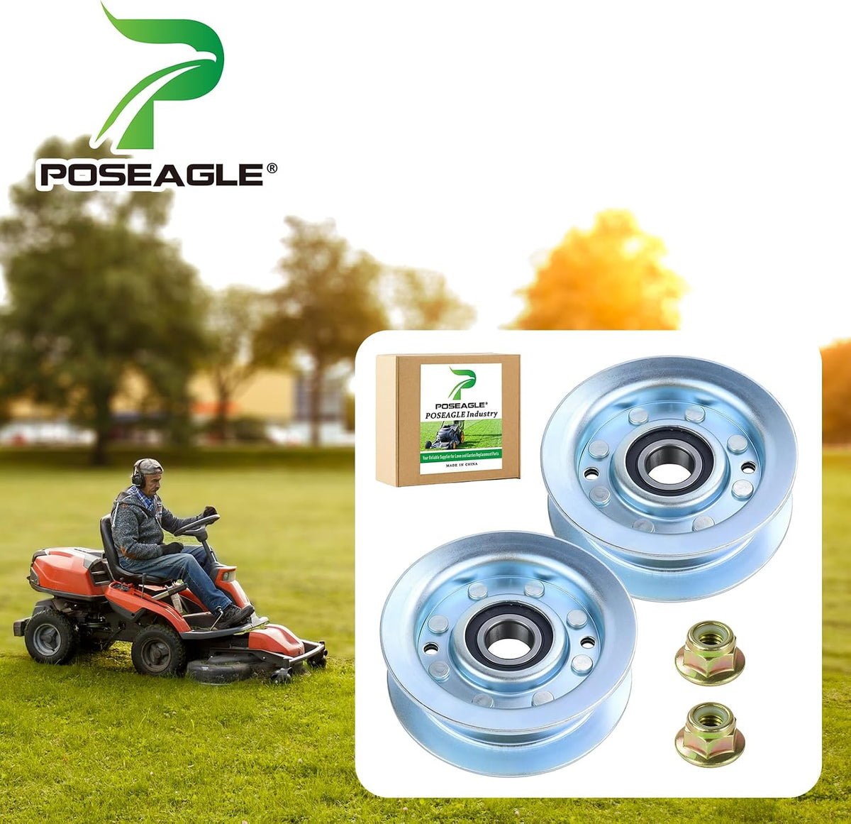 2 Pack GY22172 Idler Pulley for John Deere 42" 48" D140 L130 Decks