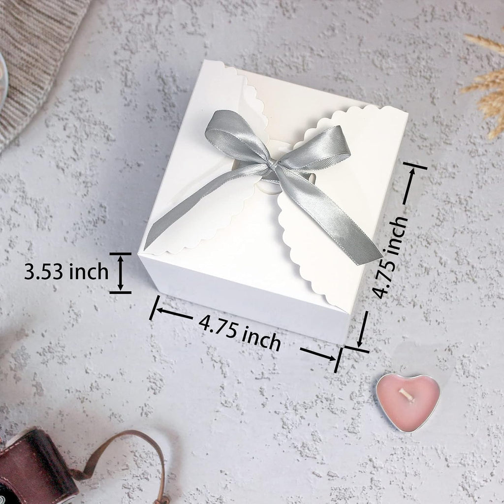 Small White Gift Boxes with Lids, 10 Party Favor Boxes, 4.75 Inch