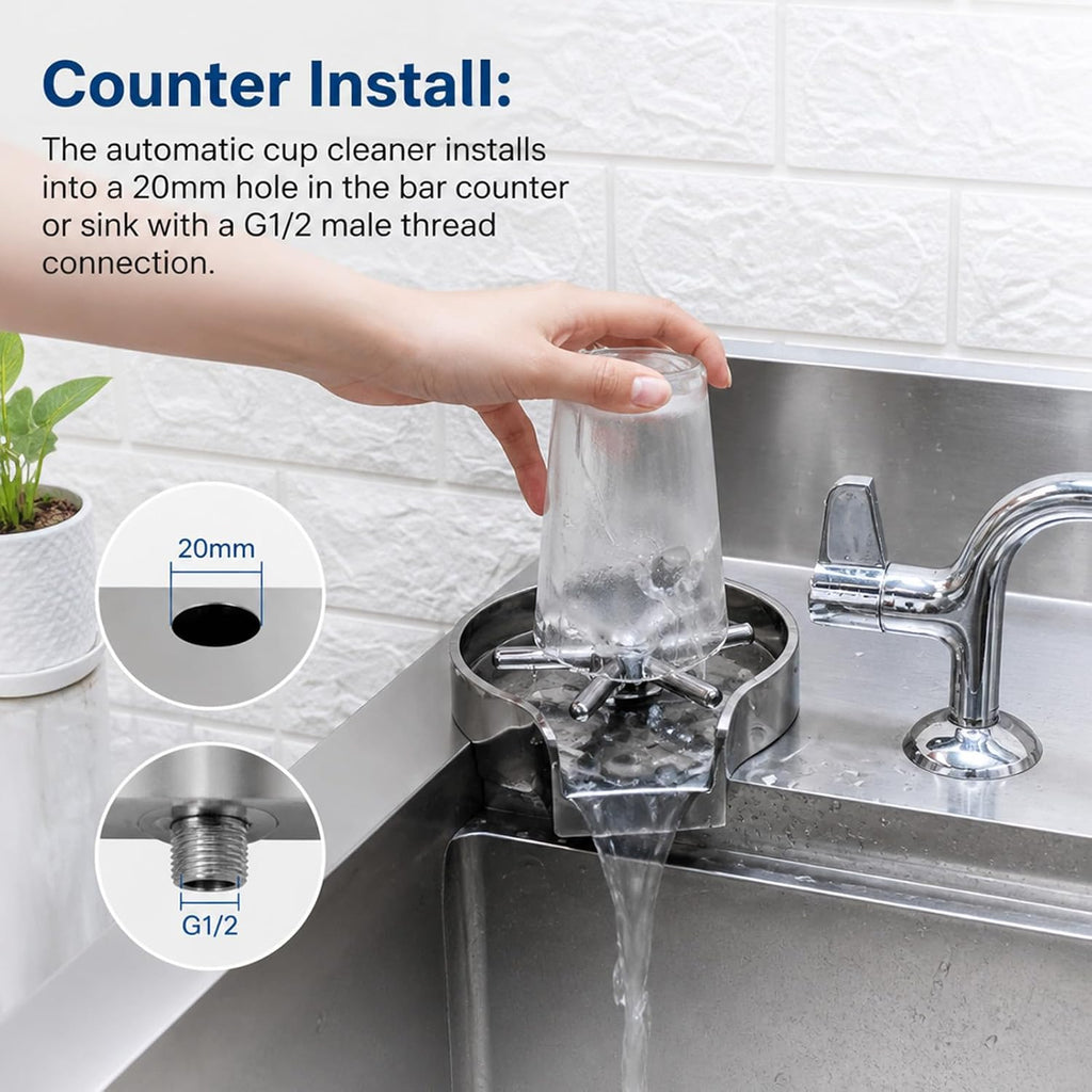 Glass Rinser Head Automatic Cup Washer for Kitchen Sink Bar Restaurant